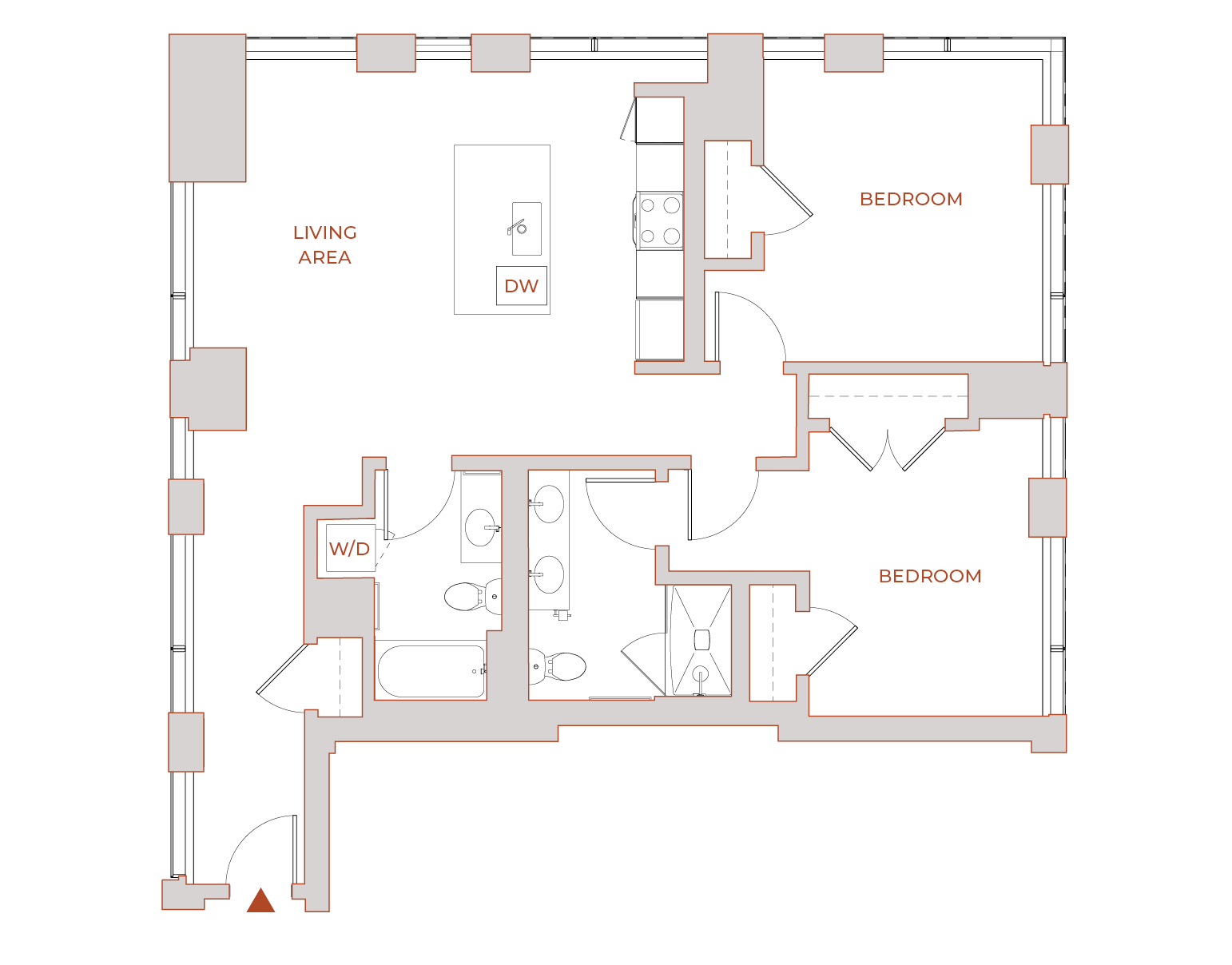 Floor plan for 2 BR - 1