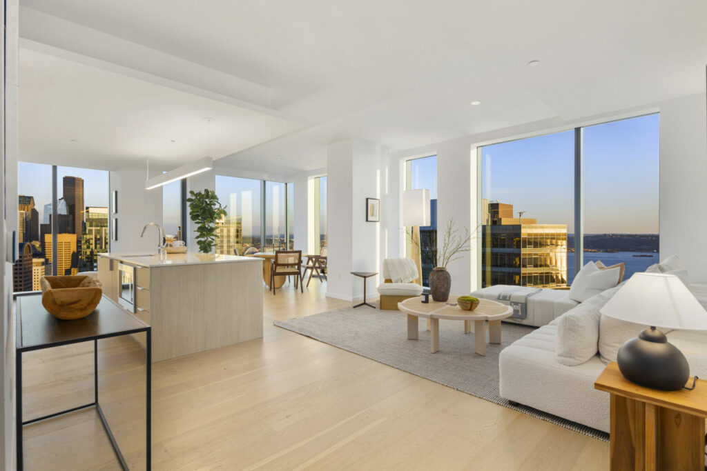 the modern corner home with floor to ceiling windows